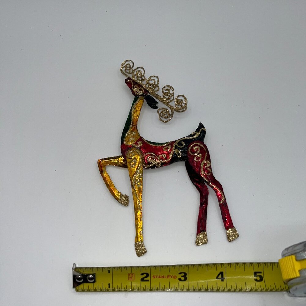 Vintage Pier One Pier 1 Metal Glitter Reindeer Decor Ornament About 7 inches ish - Picture 10 of 10